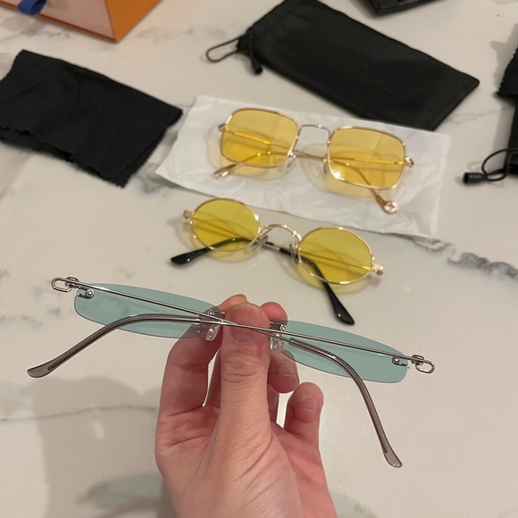 Sell In A Bundle — 3 Yellow and Green Sunglasses in Different Shapes of Lenses - Picture 4 of 12